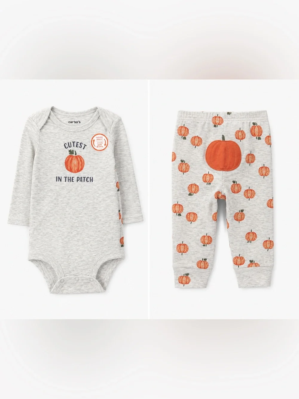 Carter's Grey and Orange Pumpkin Print Baby two -Piece Set